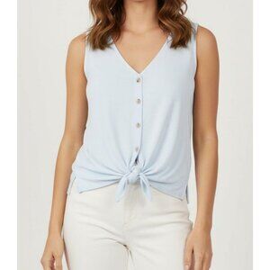 Lou & Grey Front Tie Sleeveless Blouse Skyway Blue NWT Women’s M